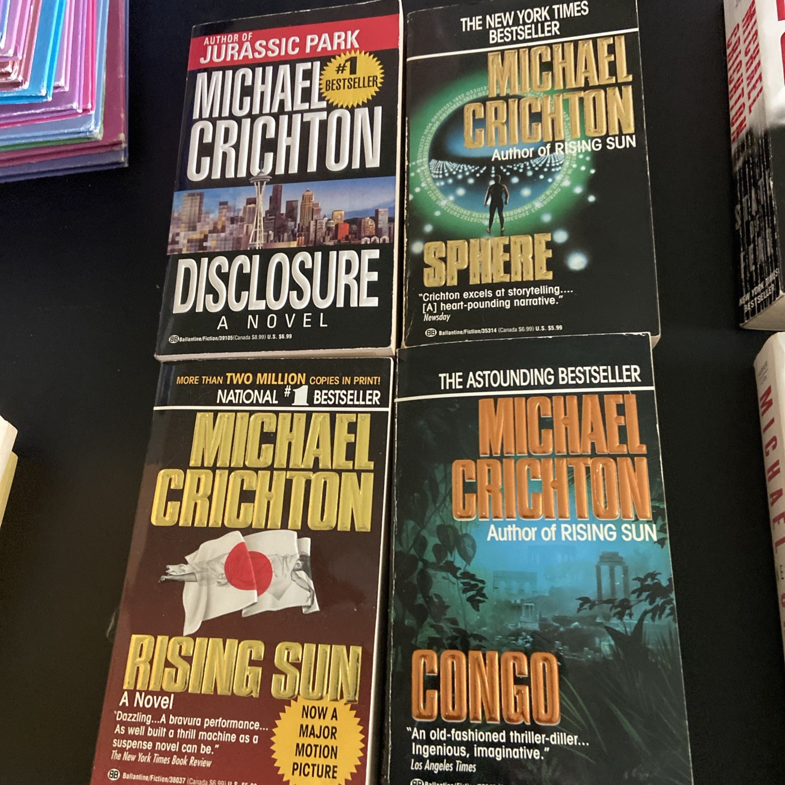 MIchael Crichton Fiction Lot Of 8 Paperbacks Good – Good + Condition