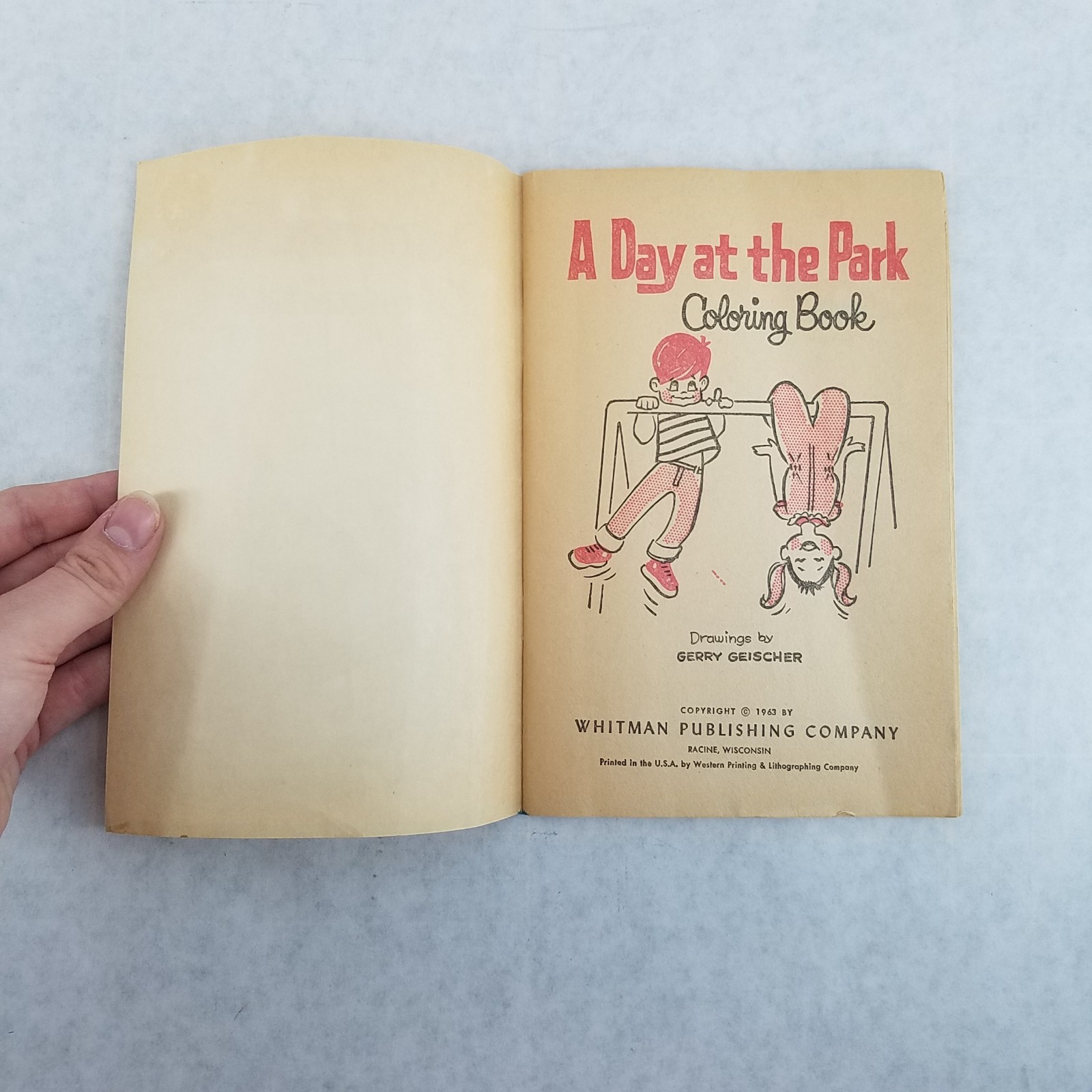 Vintage Coloring Book Day at the Park by Gerry Geischer 1963 Whitman Unmarked