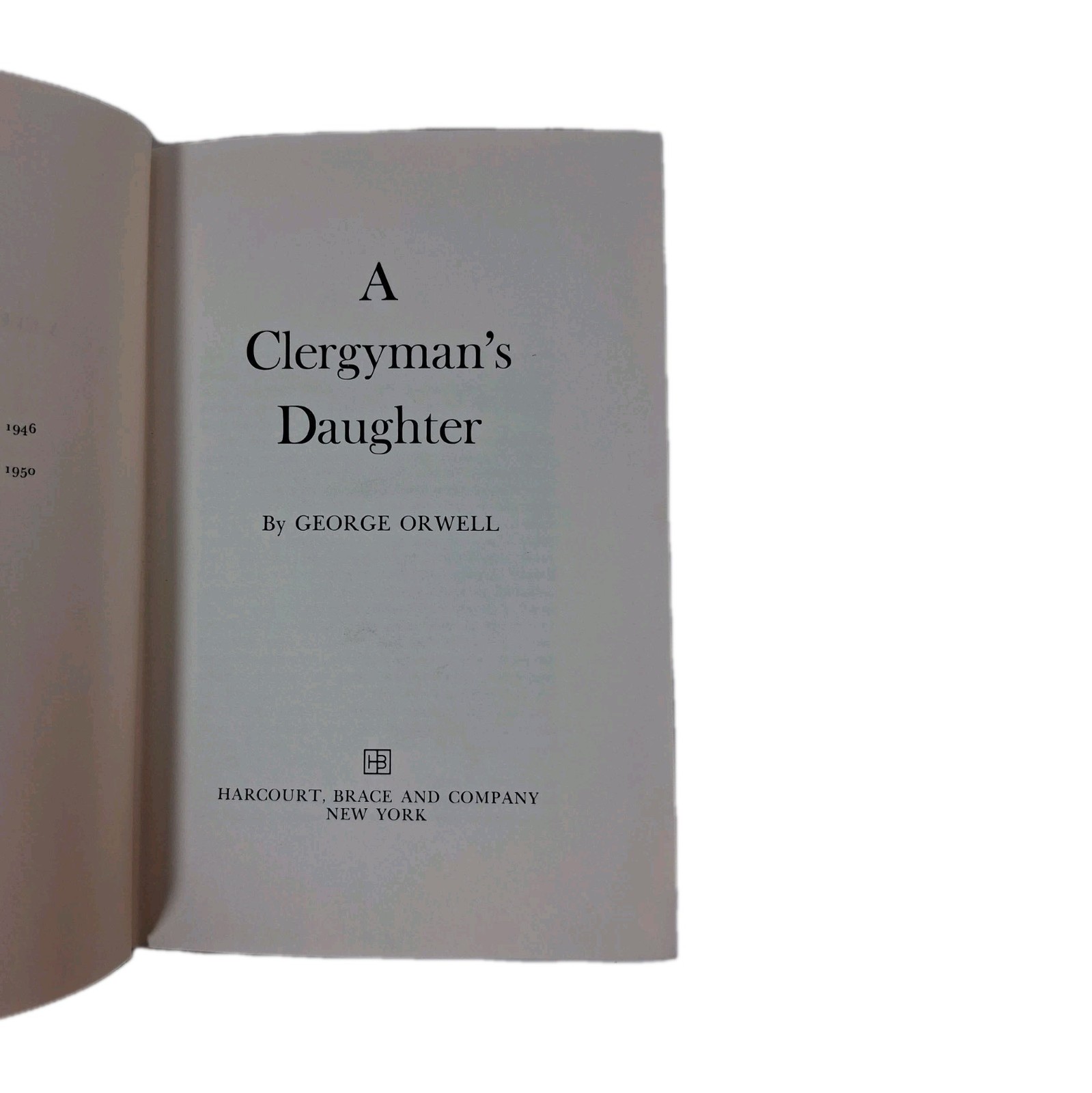 The Clergyman&rsquo;s Daughter George Orwell [1959 US Edition] Hardcover Dust Jacket