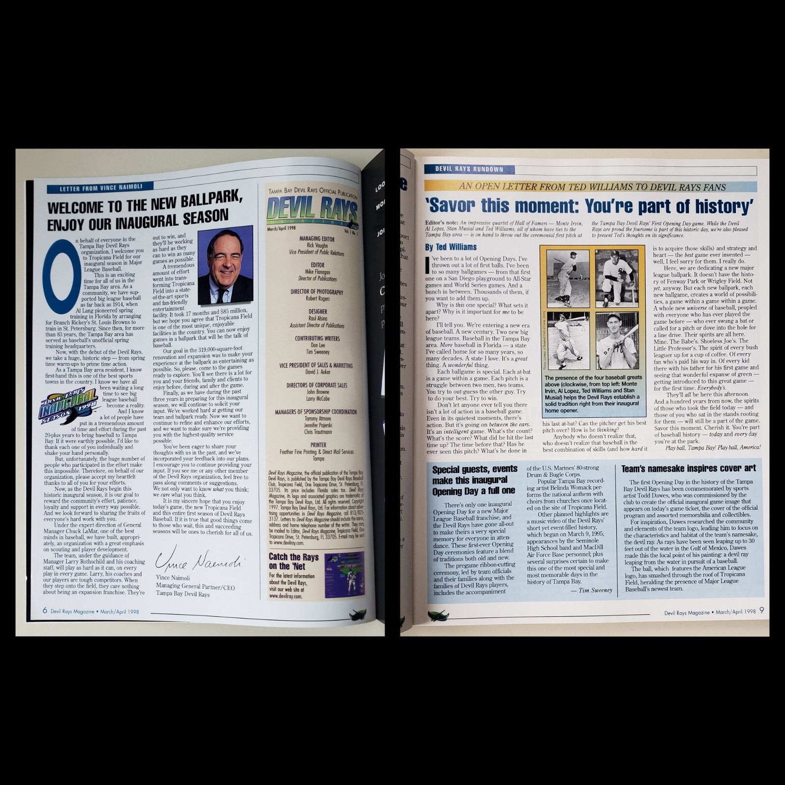 1998 Tampa Bay Devil Rays Bundle (Inaugural Program/Pocket Schedule/News) MLB
