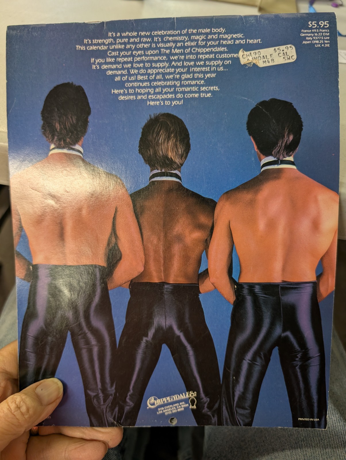 Chippendales 1985 Calendar 8.5&Prime;x11&Prime; w/ 26 full page photos used calendar 260115