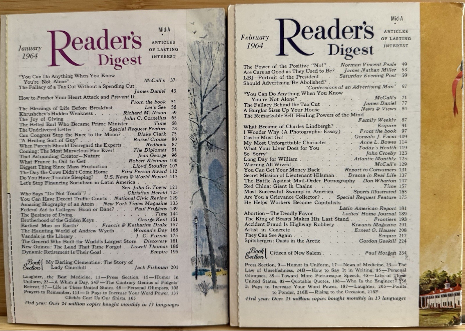 1964 January February READER&rsquo;S DIGEST MAGAZINE Vintage History Short Story Tales