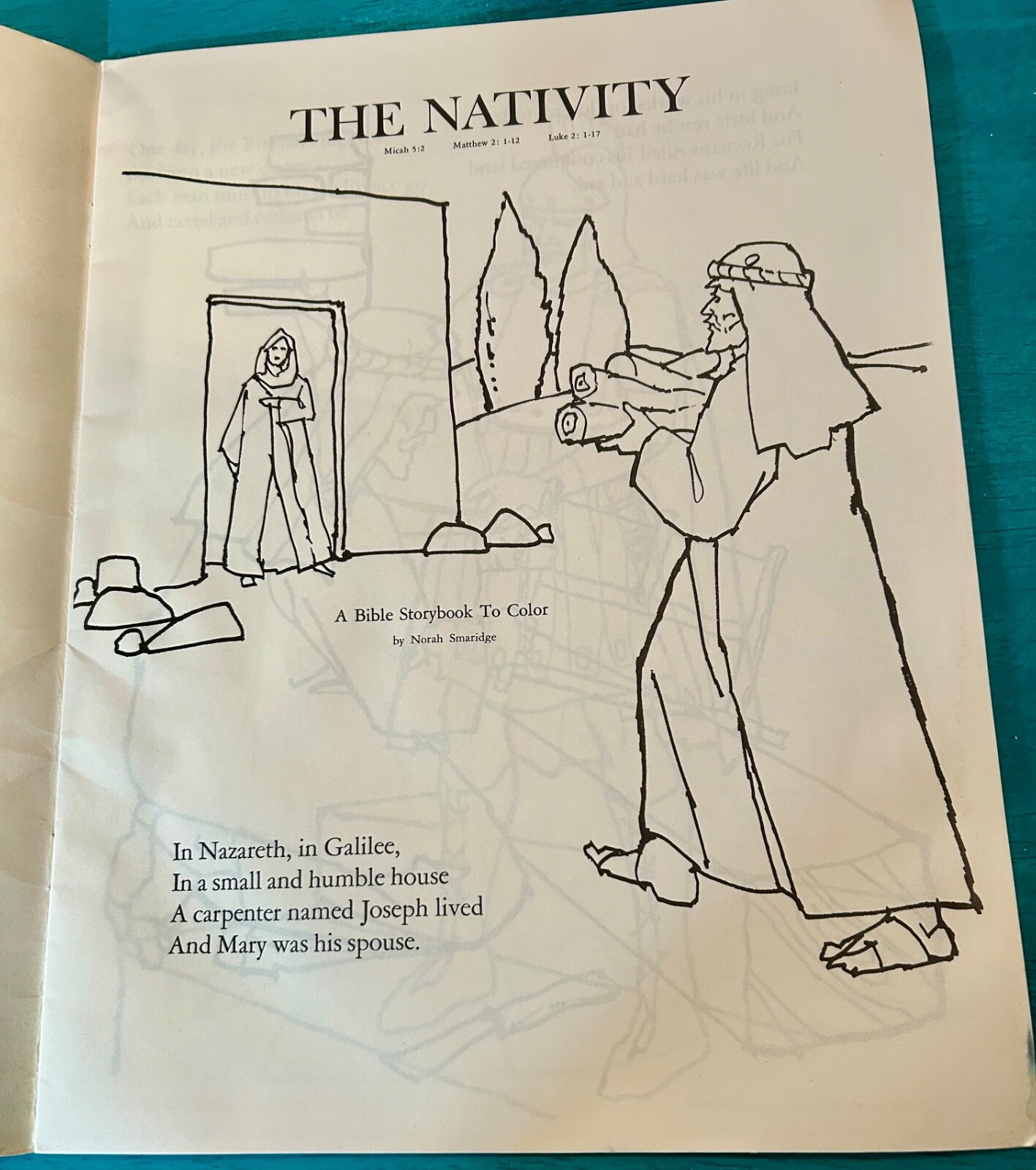 *Rare* THE NATIVITY a bible story to color Warner Press 1970&rsquo;s VTG Never Used