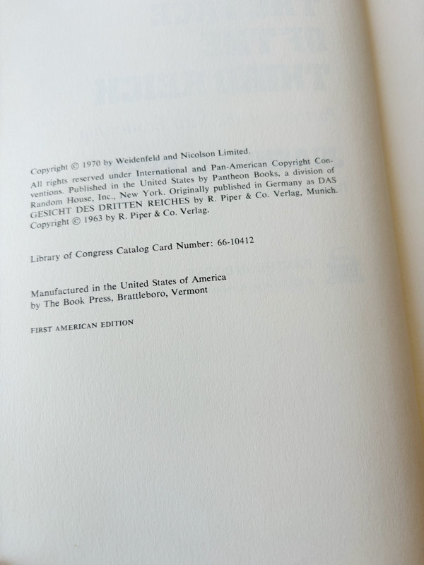 (First American Edition) 1970 HC THE FACE OF THE THIRD REICH: PORTRAITS OF THE..
