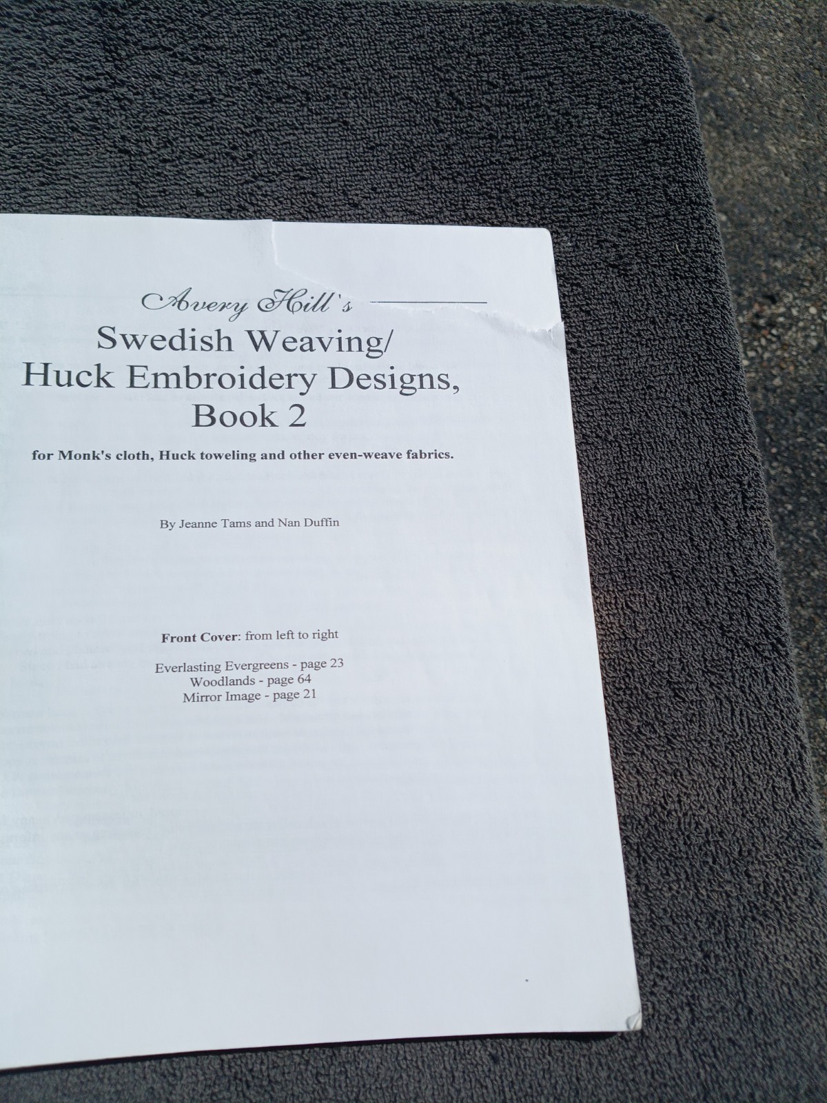 Avery Hill&rsquo;s SWEDISH WEAVING/HUCK EMBROIDERY Designs Book II READ DESCRIP