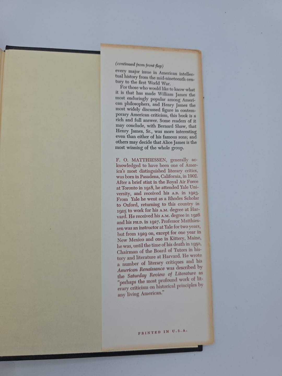 The James Family, A Group Biography by F.O. Matthiessen 3rd Printing (1961 HC)