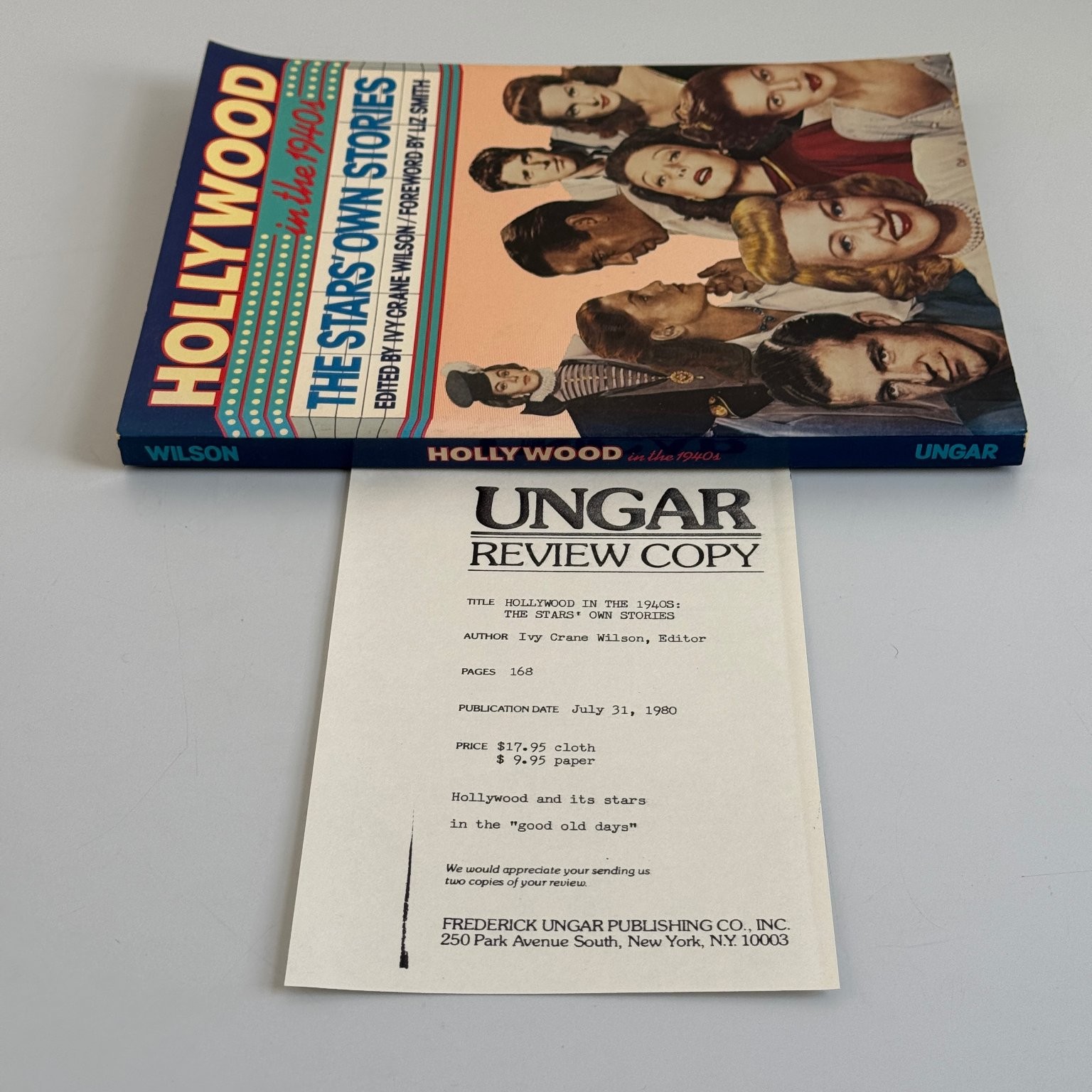 Hollywood in the 1940s Stars&rsquo; Own Stories Wilson 1980 Film History Ungar ARC