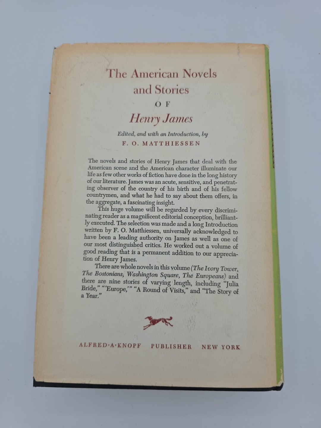 The James Family, A Group Biography by F.O. Matthiessen 3rd Printing (1961 HC)