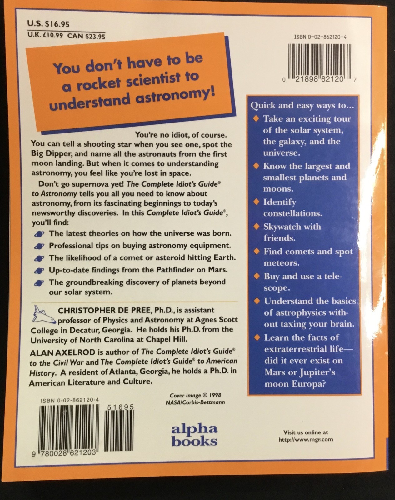 Book, Idiot&rsquo;s Guide to Astronomy, Alpha Books, 1999, 448 pages, illustrated