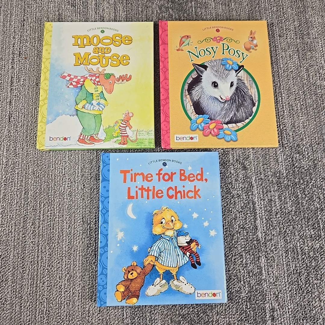 Little Bendon Moose Mouse Rosy Posy Time Bed Little Chick 3 Hardcover Book Lot