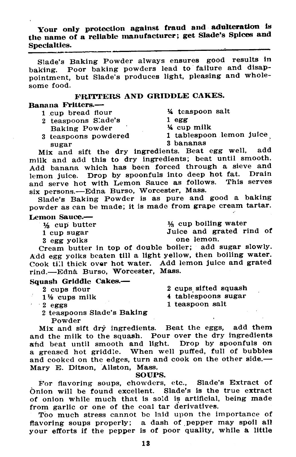 1920 Slade&rsquo;s Cooking School Recipes Vintage Cook Book 76 Pages