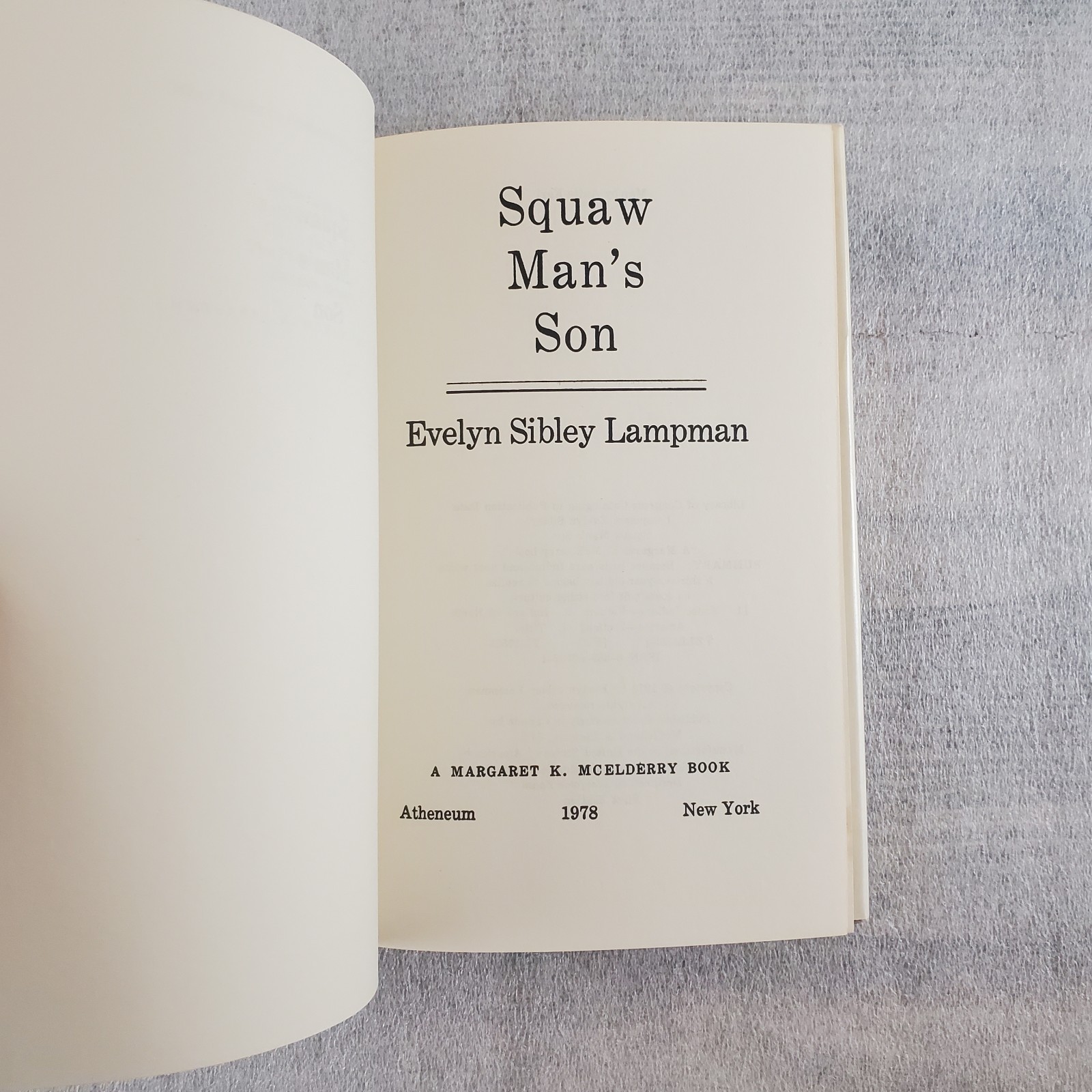 Sqaw Man&rsquo;s Son by Evelyn Sibley Lampman 1978 1st Ed Hardcover ~ Ex-Library
