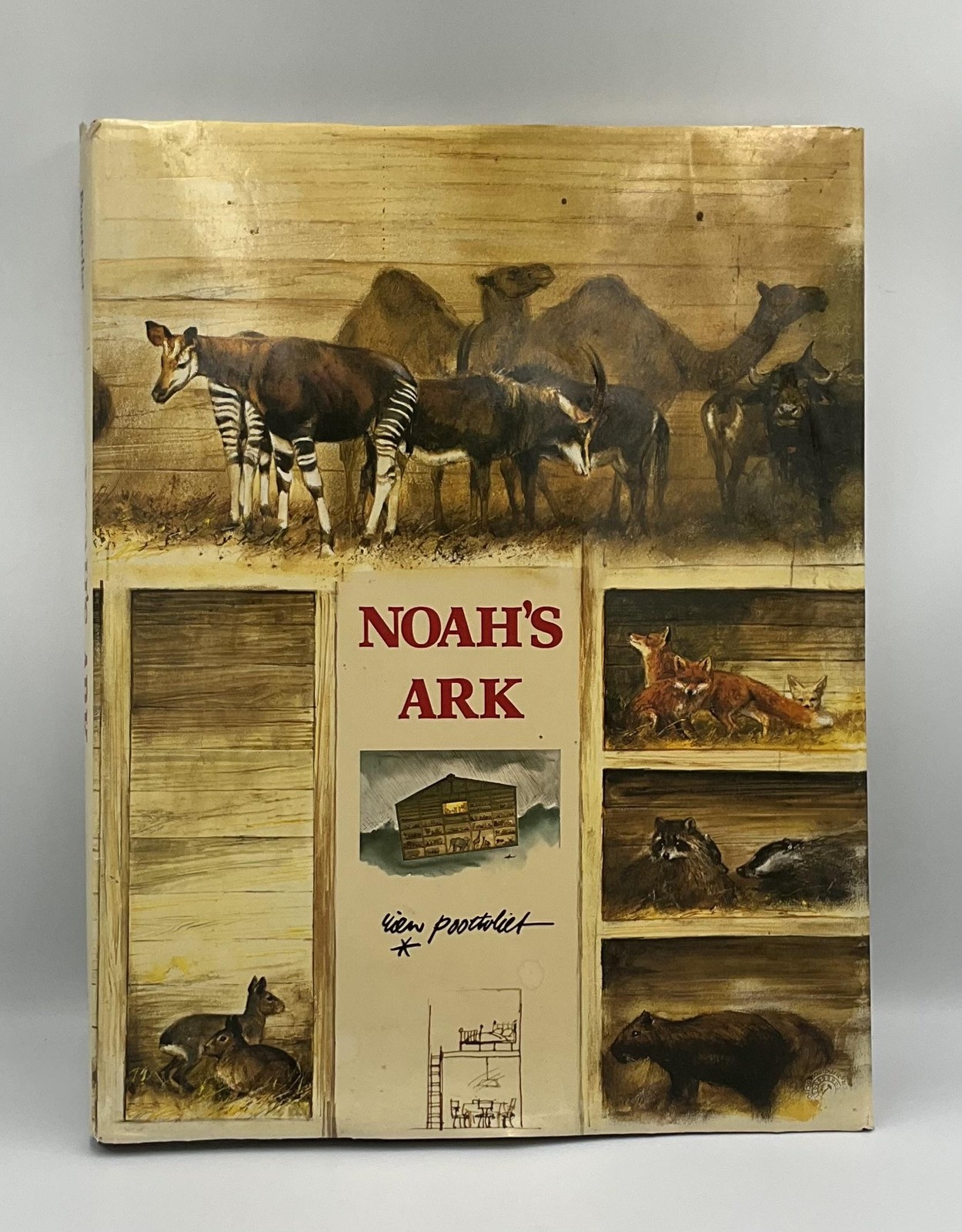 Vintage Noah&rsquo;s Ark Rien Poortvliet HC Beige Illustrated 1986 Abrams Netherlands