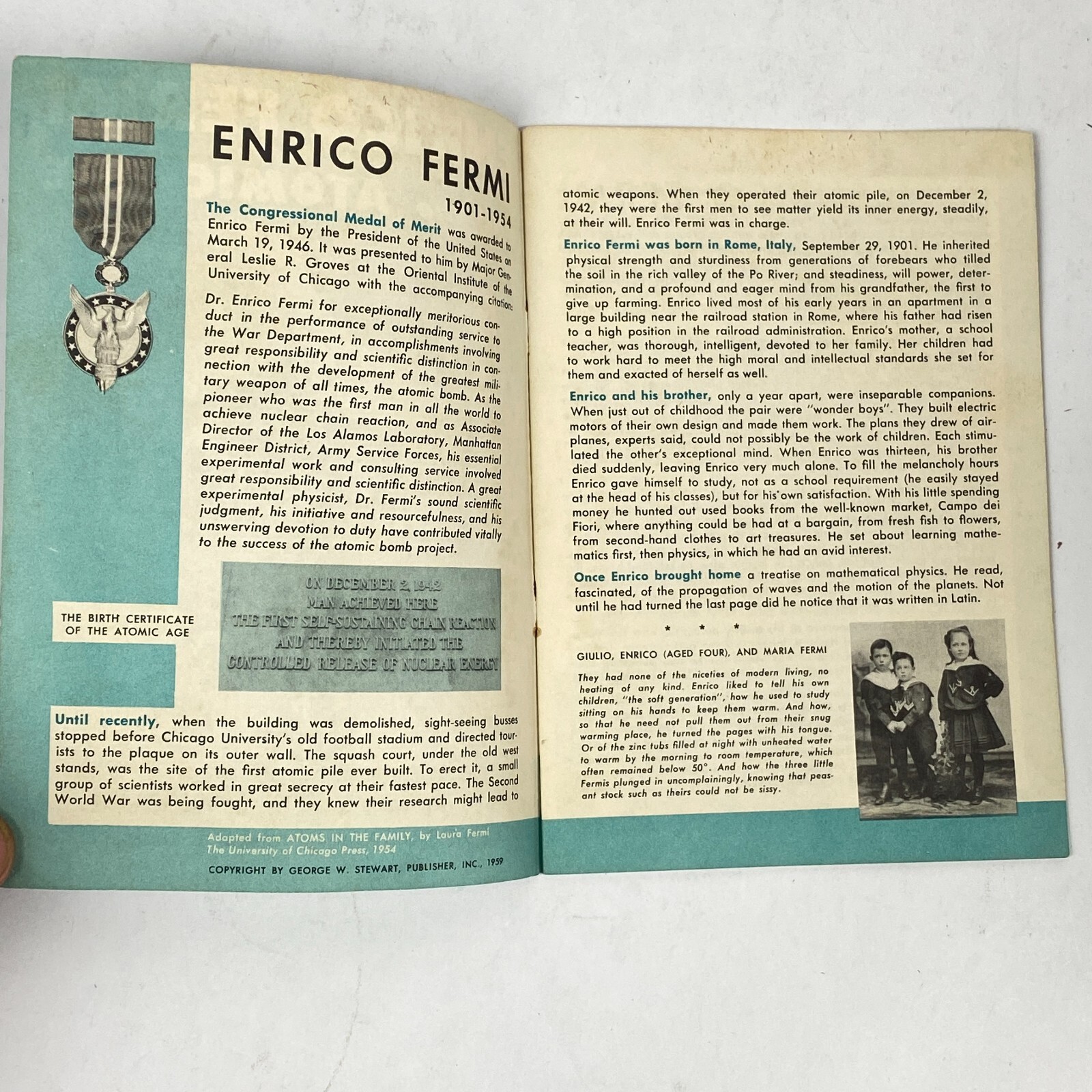 1959 Enrico Fermi and the Atomic Age 12 Page Booklet Cold War USA Americana