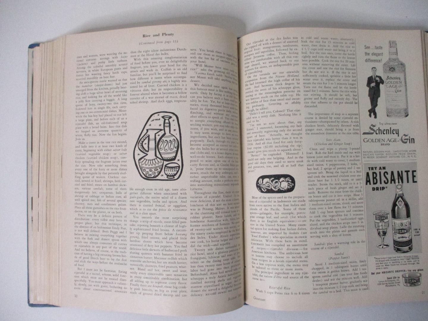 GOURMET, The Magazine of Good Living; Vol. 15 – 1955 – 12 Issues in a Hardcover
