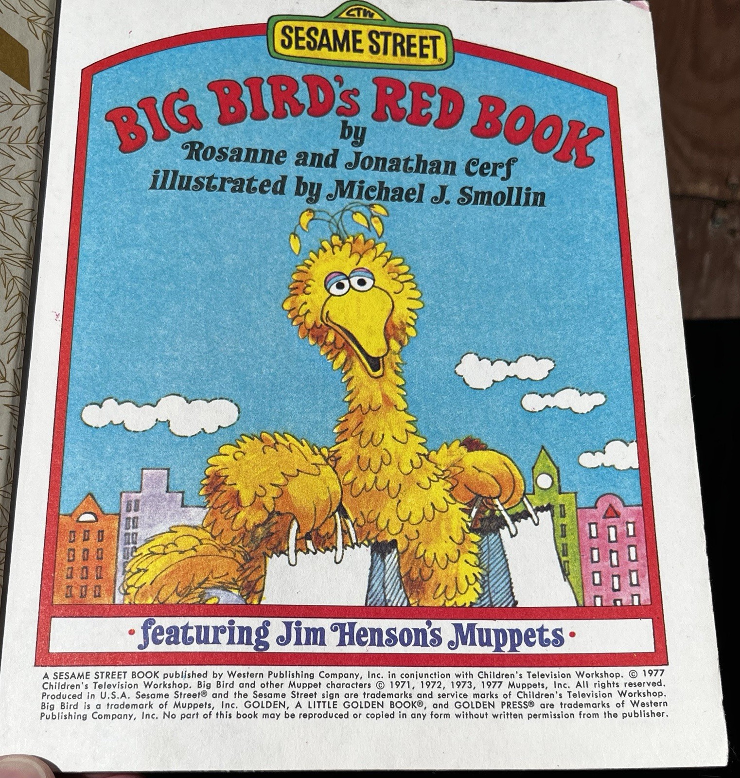 Vintage Sesame Street Big Bird&rsquo;s Red Book 1977 Little Golden Book Children&rsquo;s