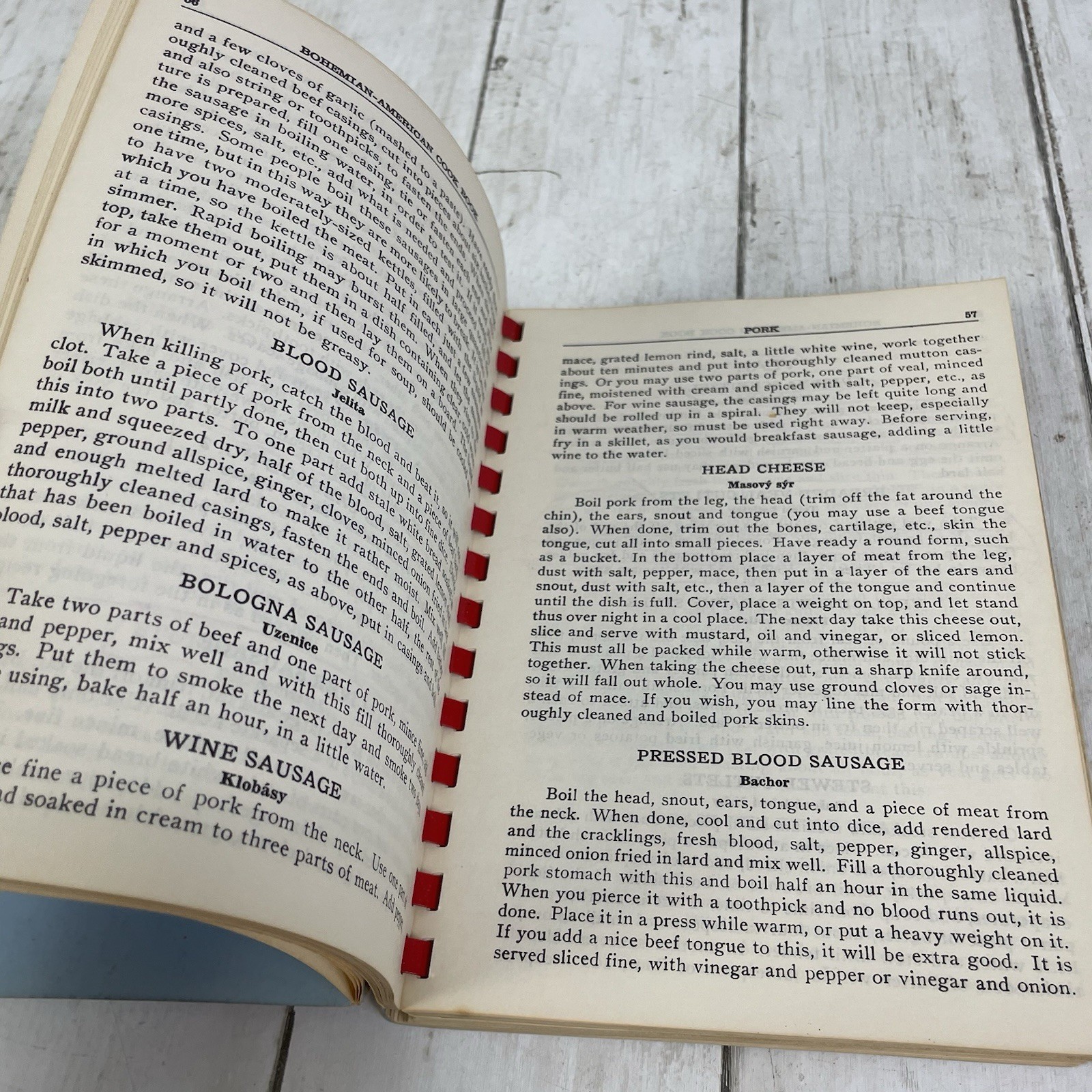 Bohemian American Cook Book 5th Edition Spiral Bound by Marie Rosicky 1949