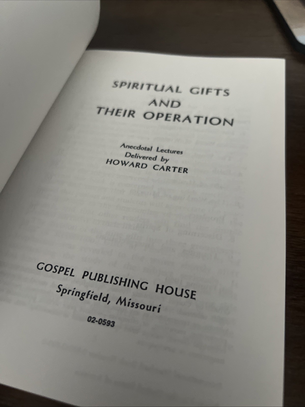 Spiritual Gifts and Their Operation by Howard Carter