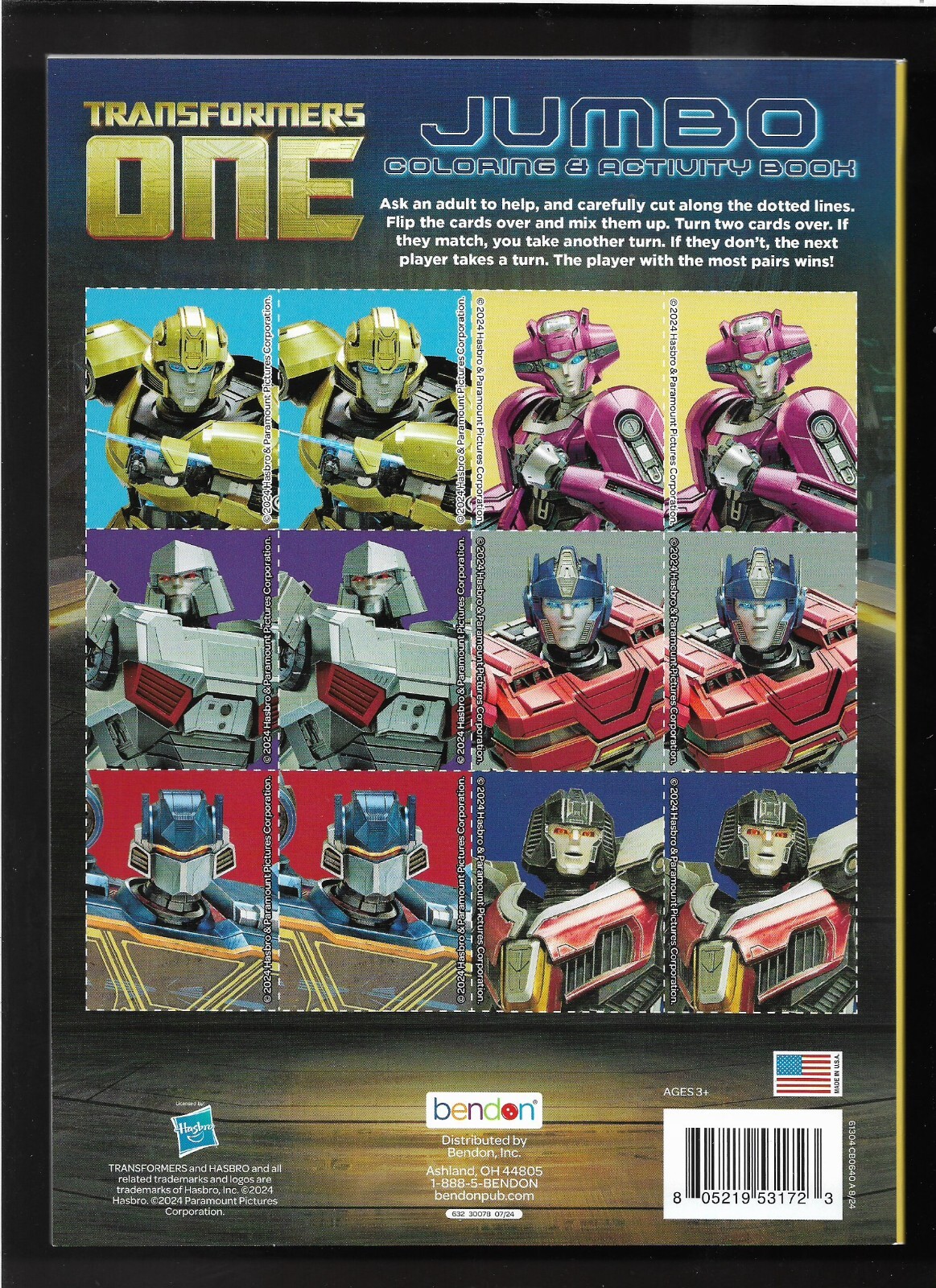 2023 Transformers One Jumbo Coloring & Activity Book – 80 Pages