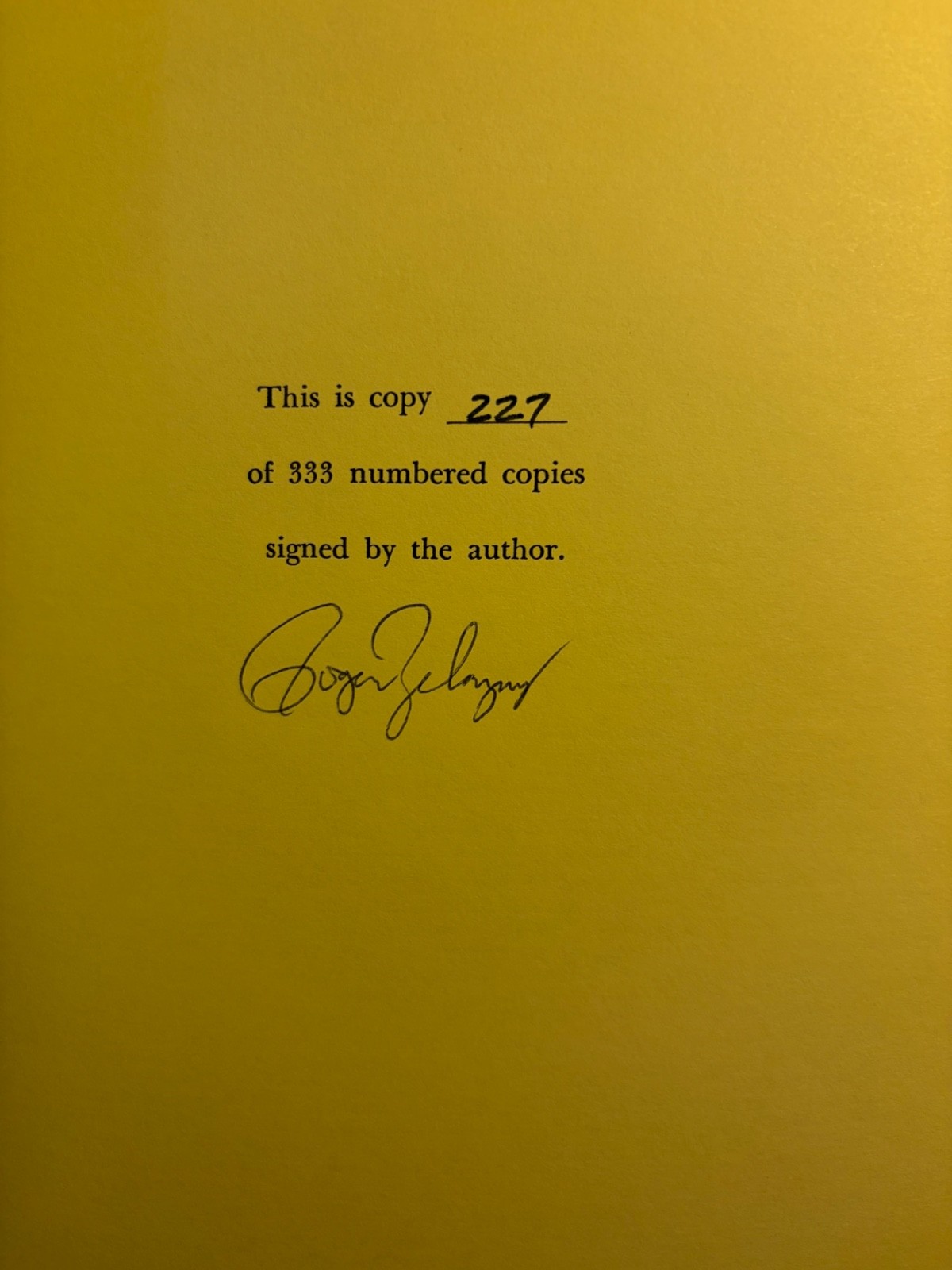 Dilvish, the Damned by Roger Zelazny No. 227 of 333 signed 1st cloth edition