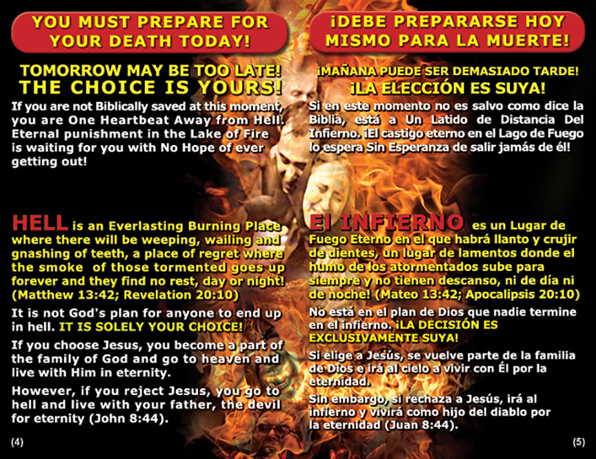 English/Spanish, RAPTURE Gospel Bible Tracts, 40 PK in 2 Covers, 20 Pages Ea.