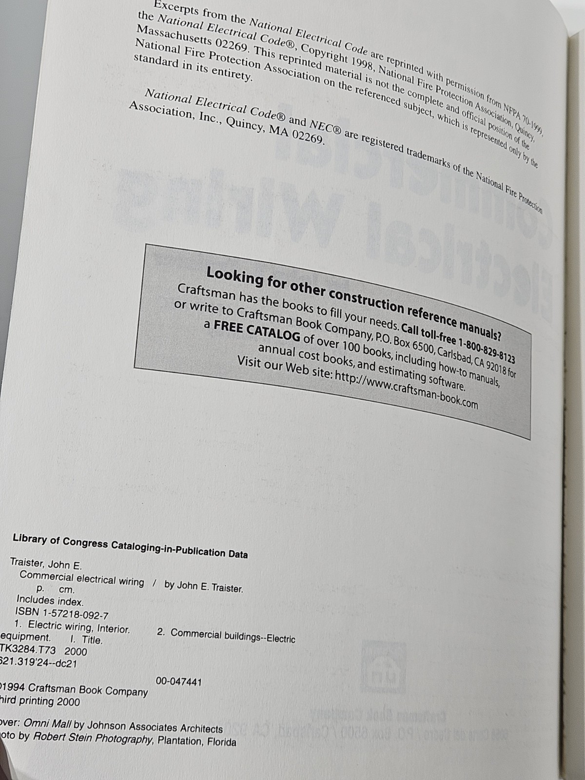 Commercial Electrical Wiring : Updated to the 1999 NEC by John E. Traister…