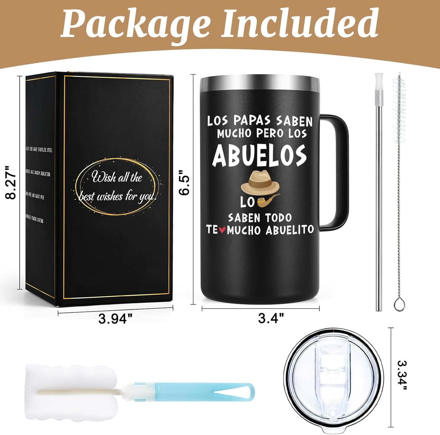 Abuelo Father&rsquo;S Day Gifts, Regalos Para El Mejor Abuelo Del Mundo, 20 Oz Grandfa