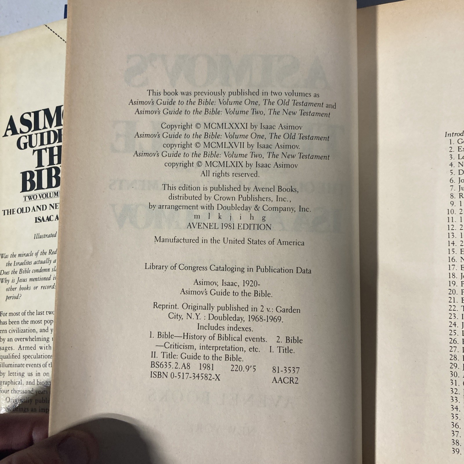 Asimov&rsquo;s Guide to the Bible Two Volumes in One Old & New Testaments HCDJ 1981
