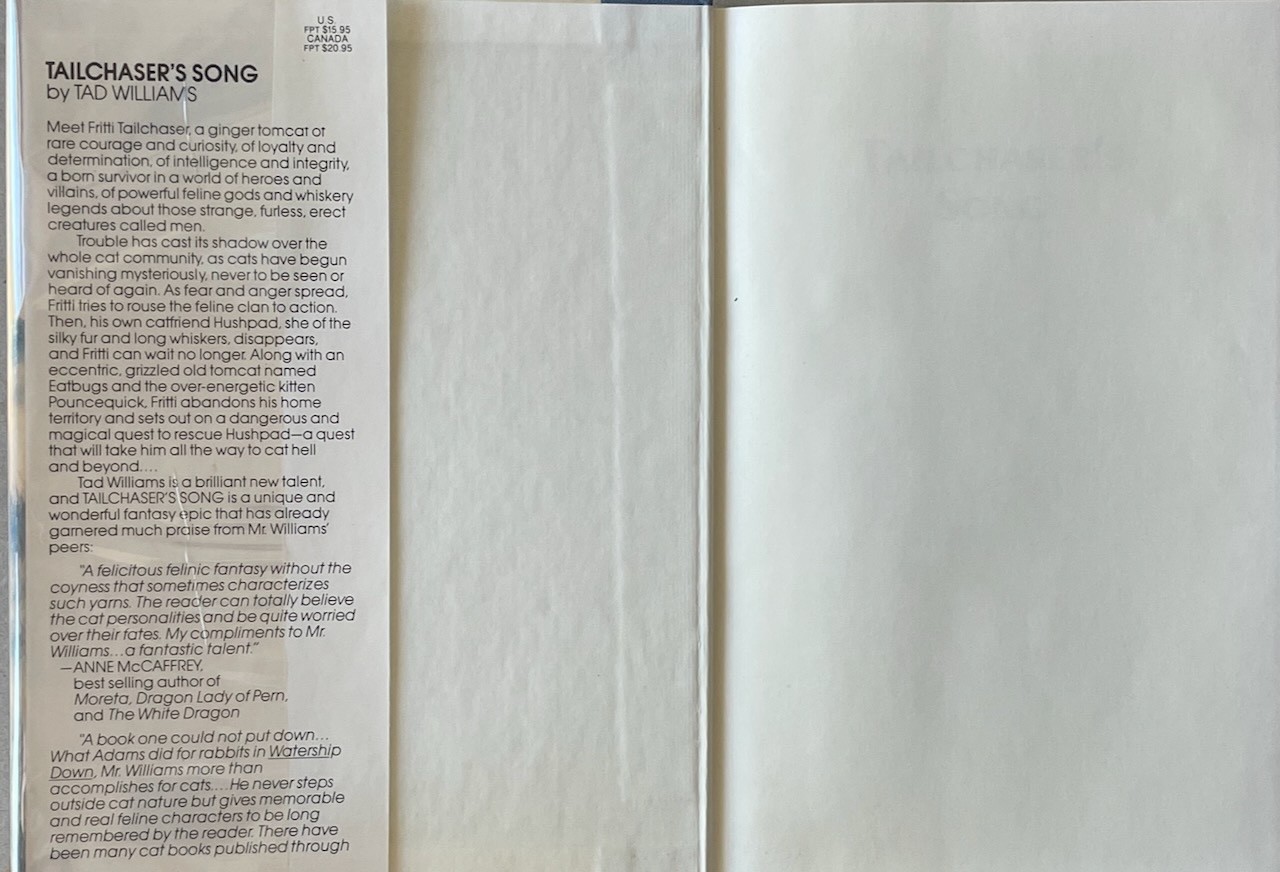 Tailchaser&rsquo;s Song / Tad Williams / DAW HC DJ 1st/1st VG