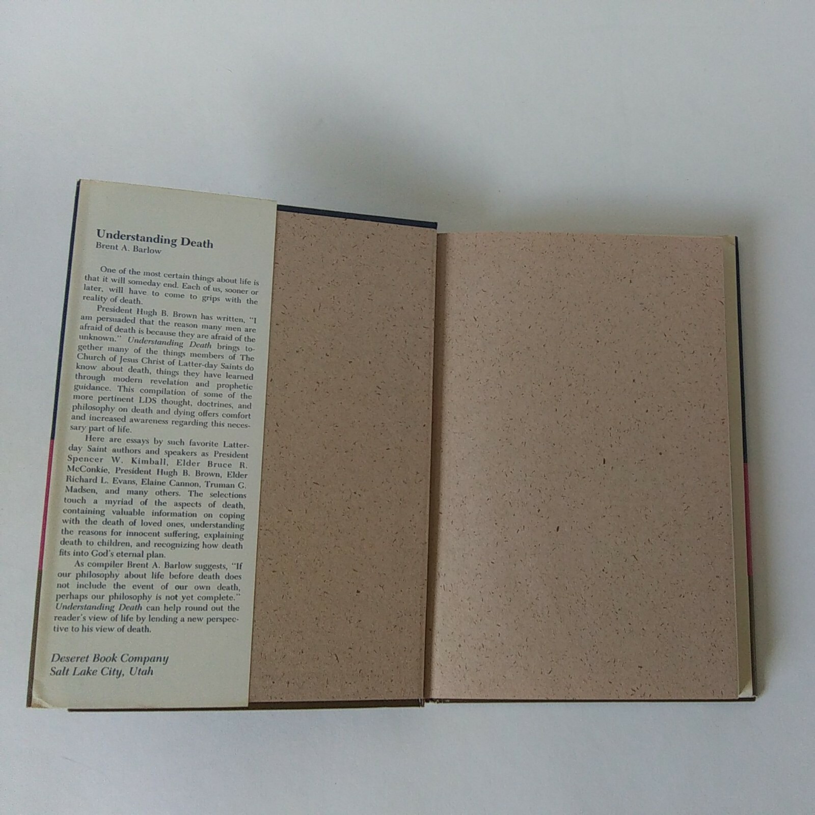 1979 « Understanding Death » By Brent. A. Barlow Hardcover, Dust Jacket, Good Cond