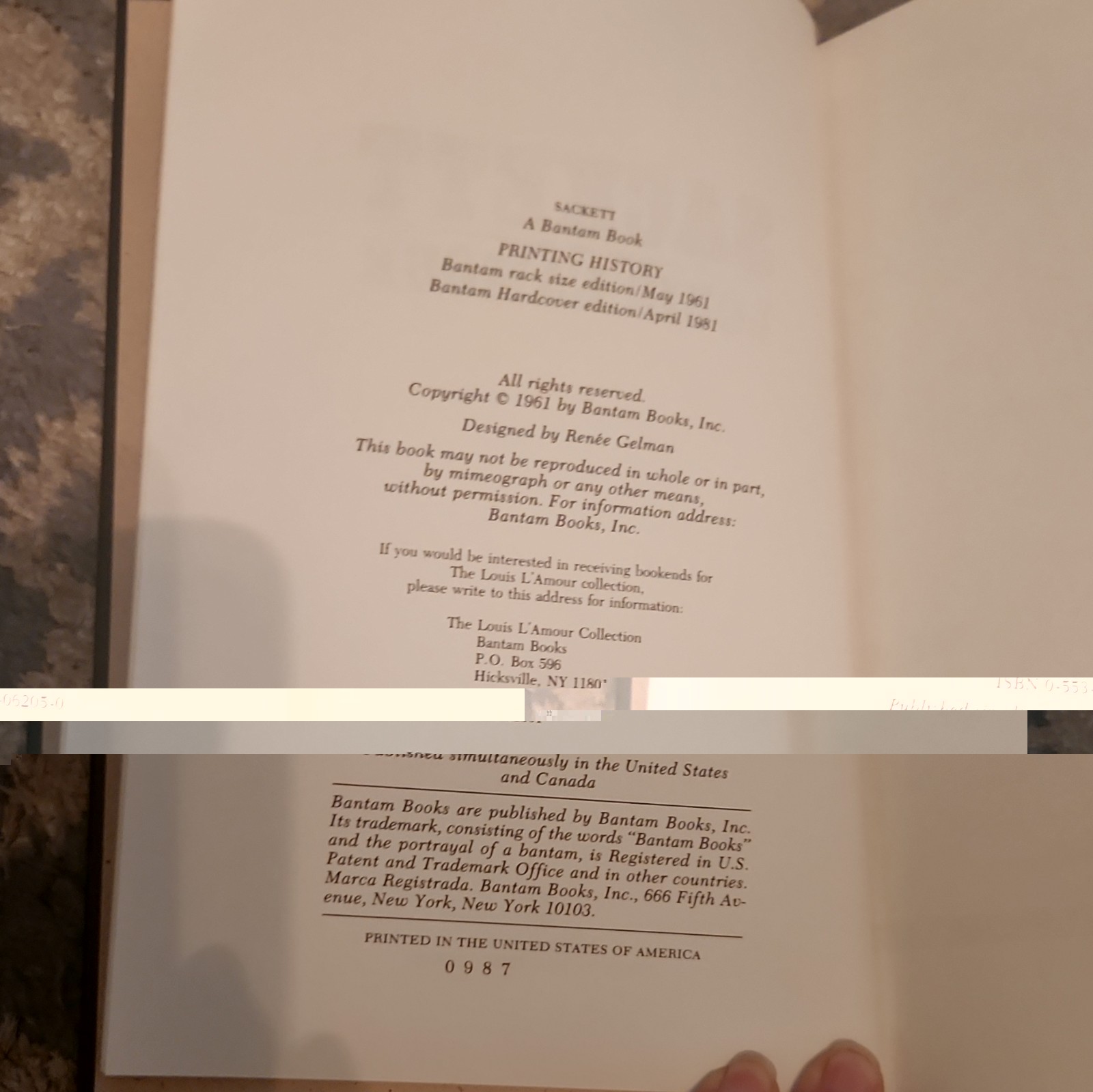 Sackett by Louis L&rsquo;Amour Leatherette Hardcover Bantam Books 1981 Series