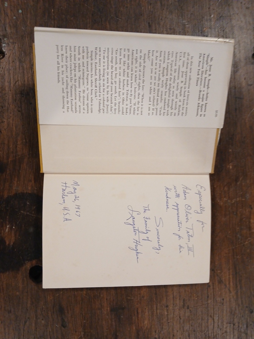Simple&rsquo;s Uncle Sam Langston Hughes 1965 First Edition (MUST SEE INSCRIPTION)
