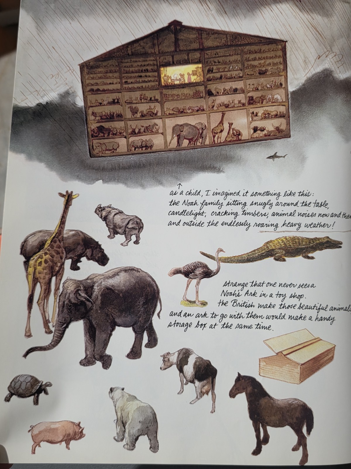 Vintage Noah&rsquo;s Ark Rien Poortvliet HC Beige Illustrated 1986 Abrams Netherlands