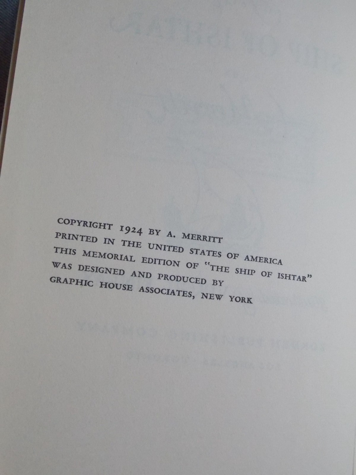 The Ship of Ishtar by A. Merritt Borden Publishing Company 1924 HC