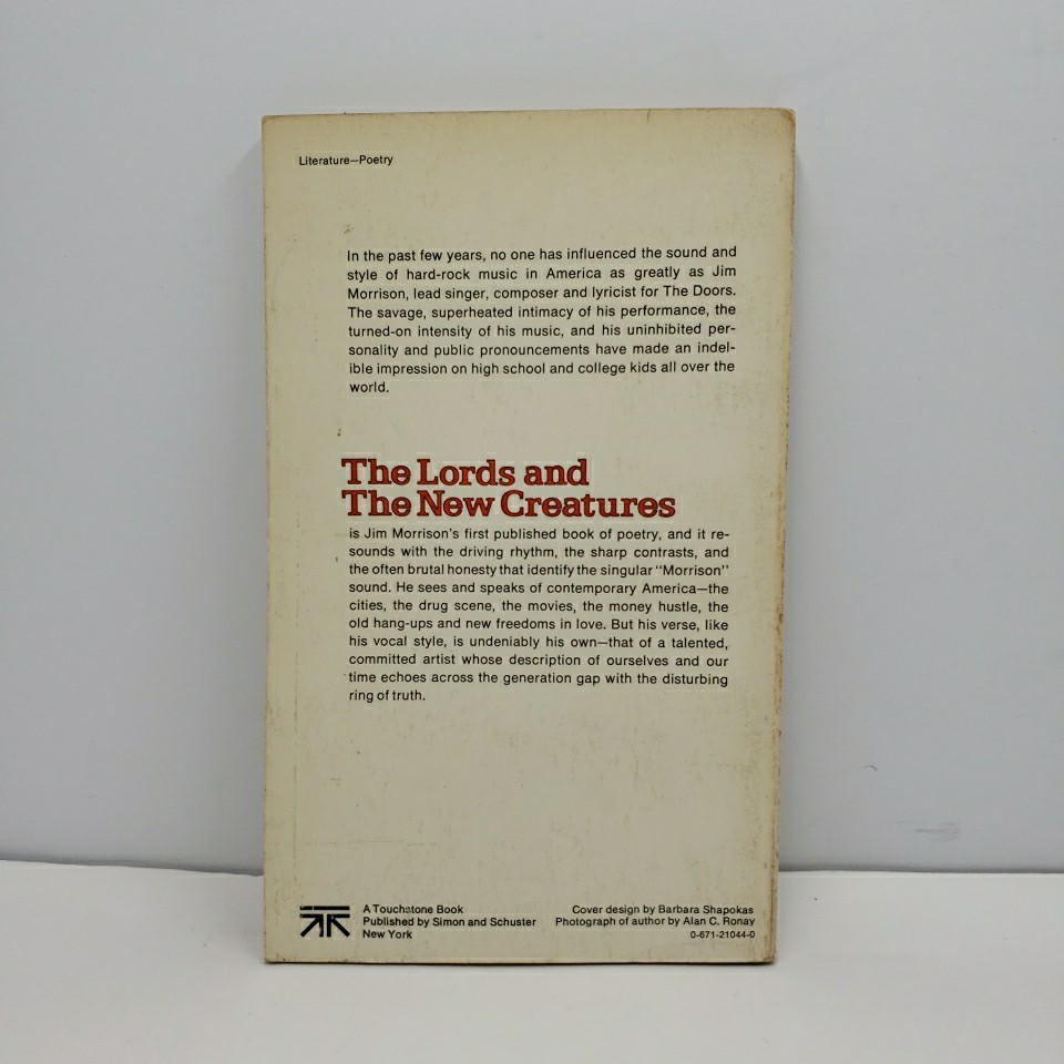 The Lords And The New Creatures Poems by Jim Morrison First Touchstone PB 1971