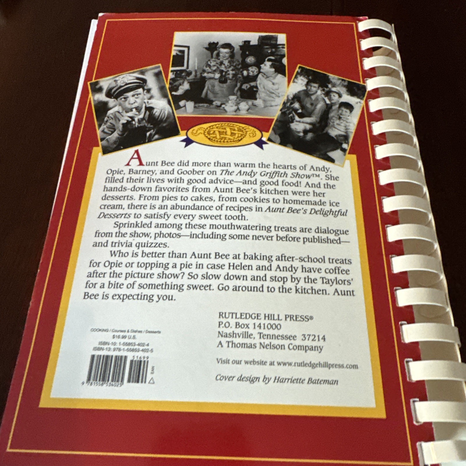1996 -Aunt Bee&rsquo;s Delightful Desserts By Ken Beck & Jim Clark CookBook