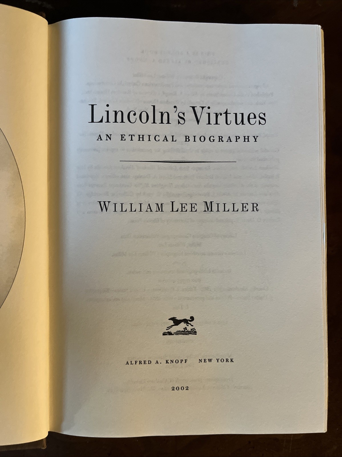 Lincoln&rsquo;s Virtues by William Lee Miller (2002, Hardcover, First Ed/1st Printing)