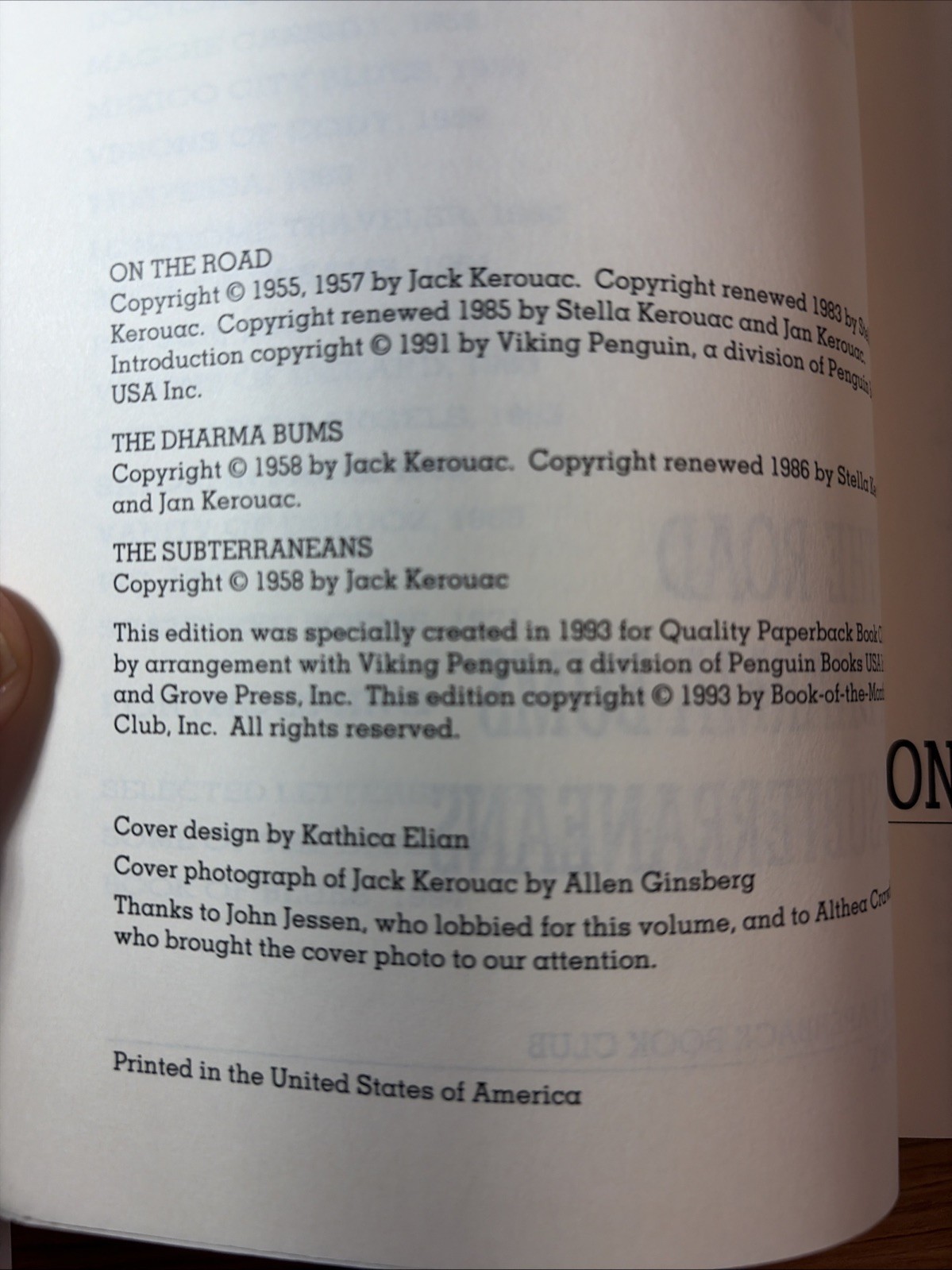 Jack Kerouac&rsquo;s- On the Road – The Dharma Bums – The Subterraneans 1993