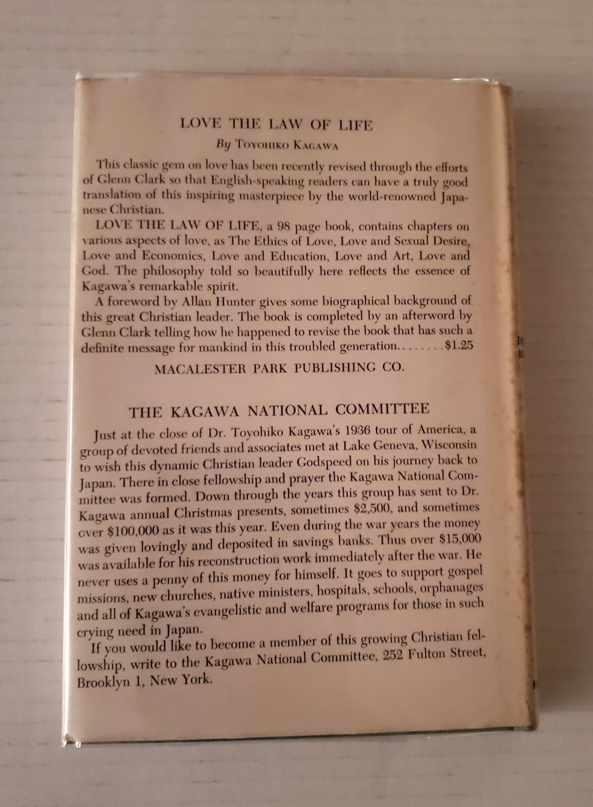 Unconquerable Kagawa First Edition 1952 Intimate Details Emerson O. Bradshaw