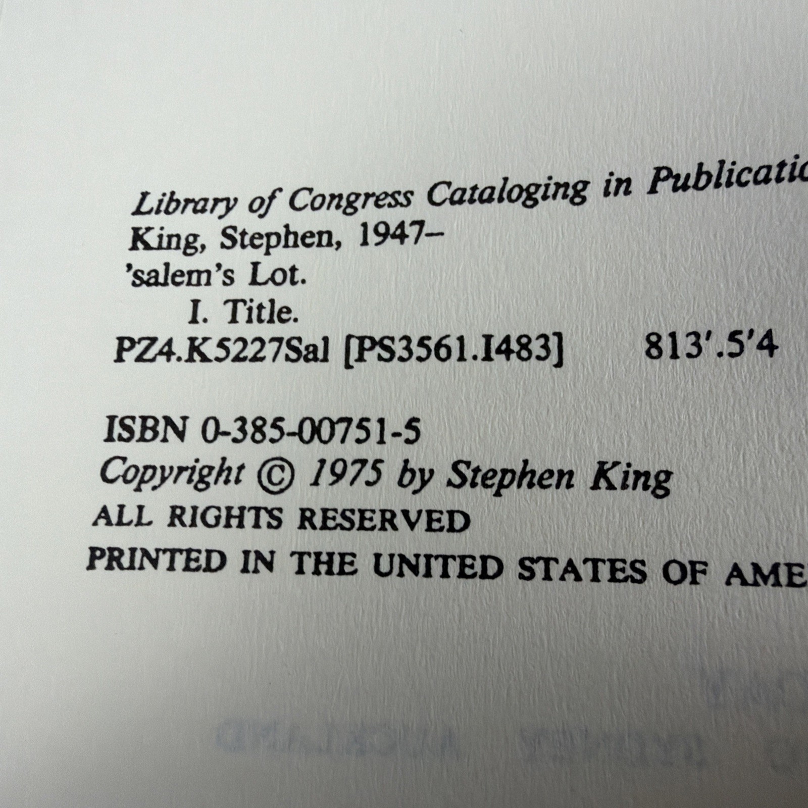 Salem&rsquo;s Lot by Stephen King Hardcover 1975 Book Doubleday