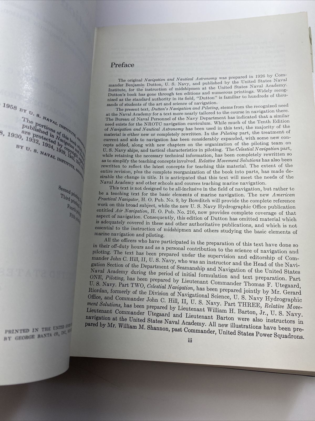 Dutton&rsquo;s Navigation and Piloting 5th Printing 1963 by Hill Utegaard Riordan aby