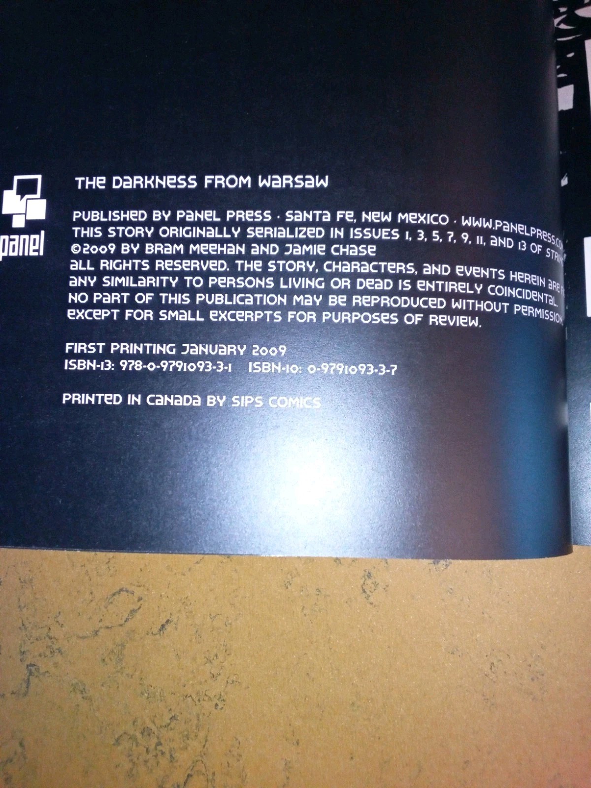 The Darkness From Warsaw 2009 First Printing Graphic Novel Out Of Print , Rare
