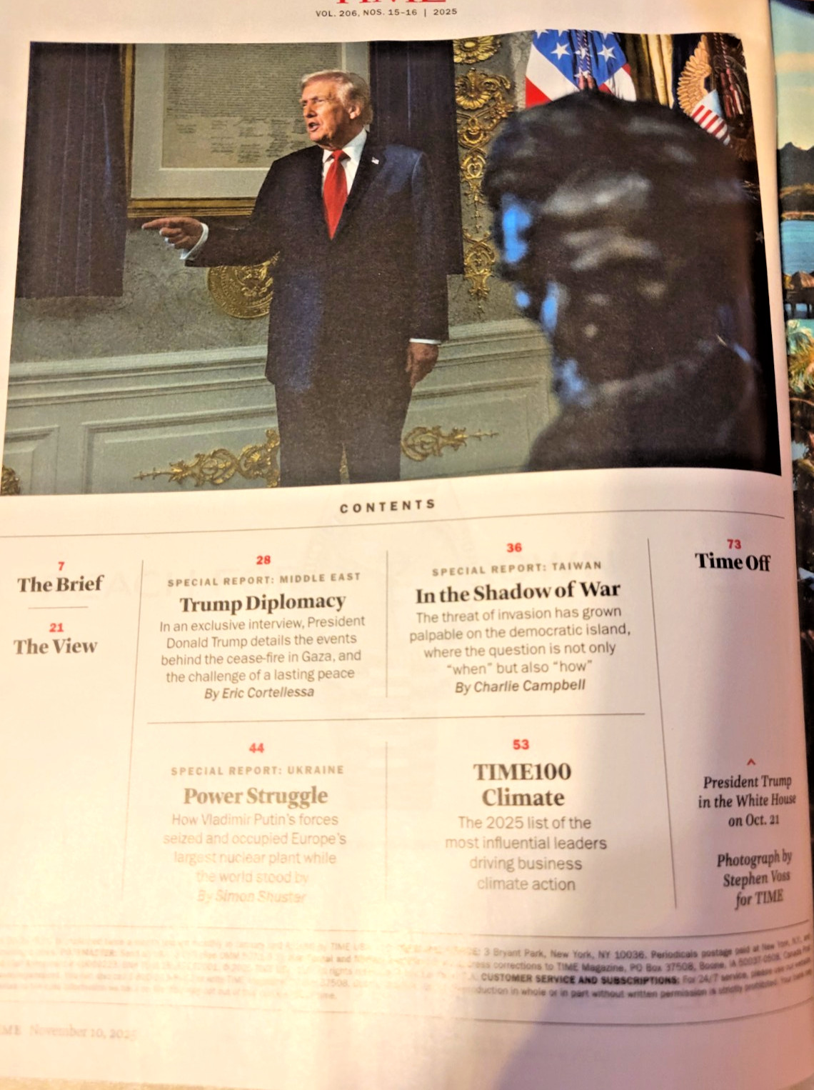 TIME TRUMP&rsquo;S WORLD Nov 10, &rsquo;25 Issue-Gaza Deal-Fight for Taiwan-Putin Power Play