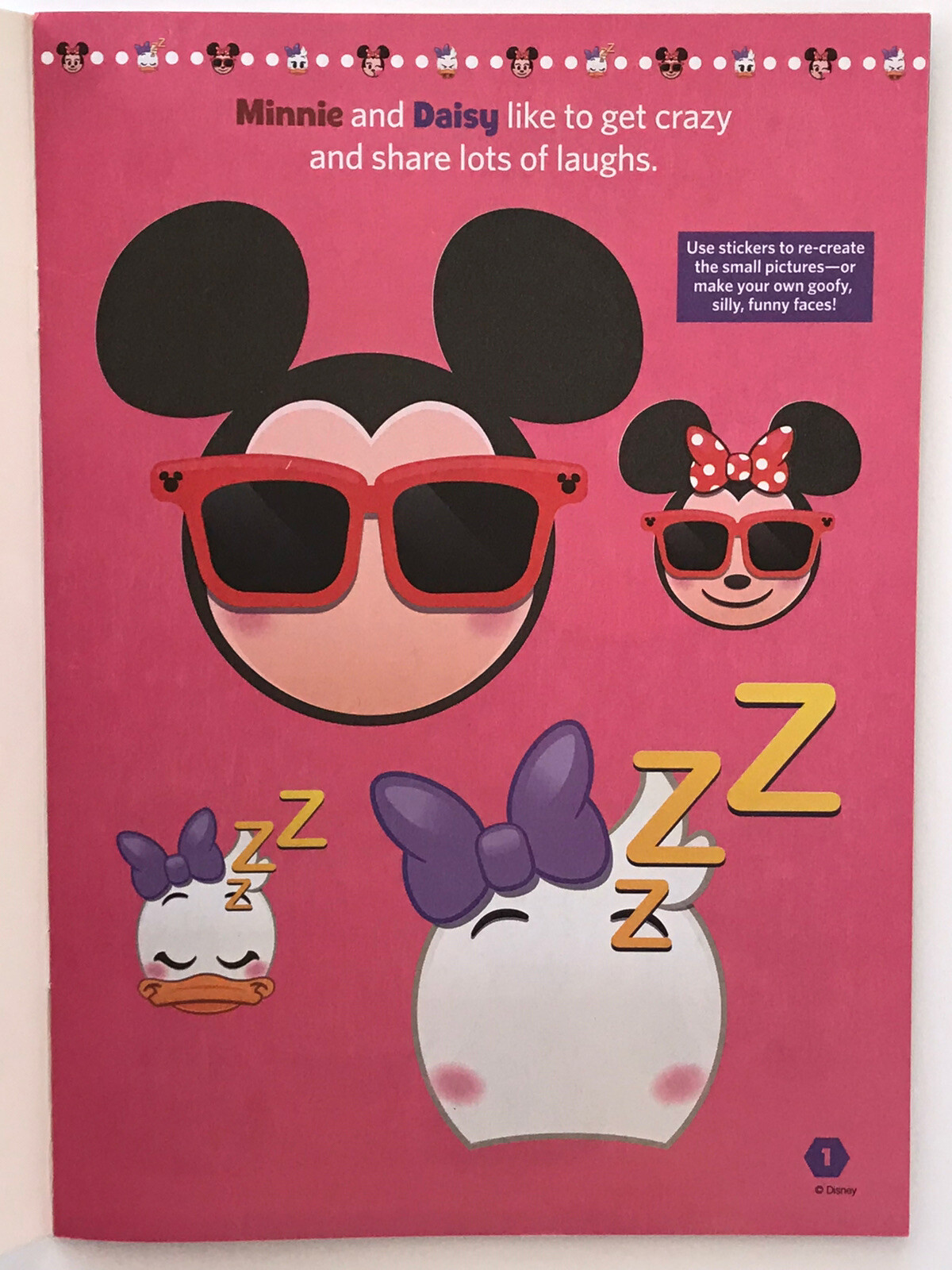 2 Disney Emoji Stickertivity Funny Faces Books 16 pages of Faces, Sticker Sheets