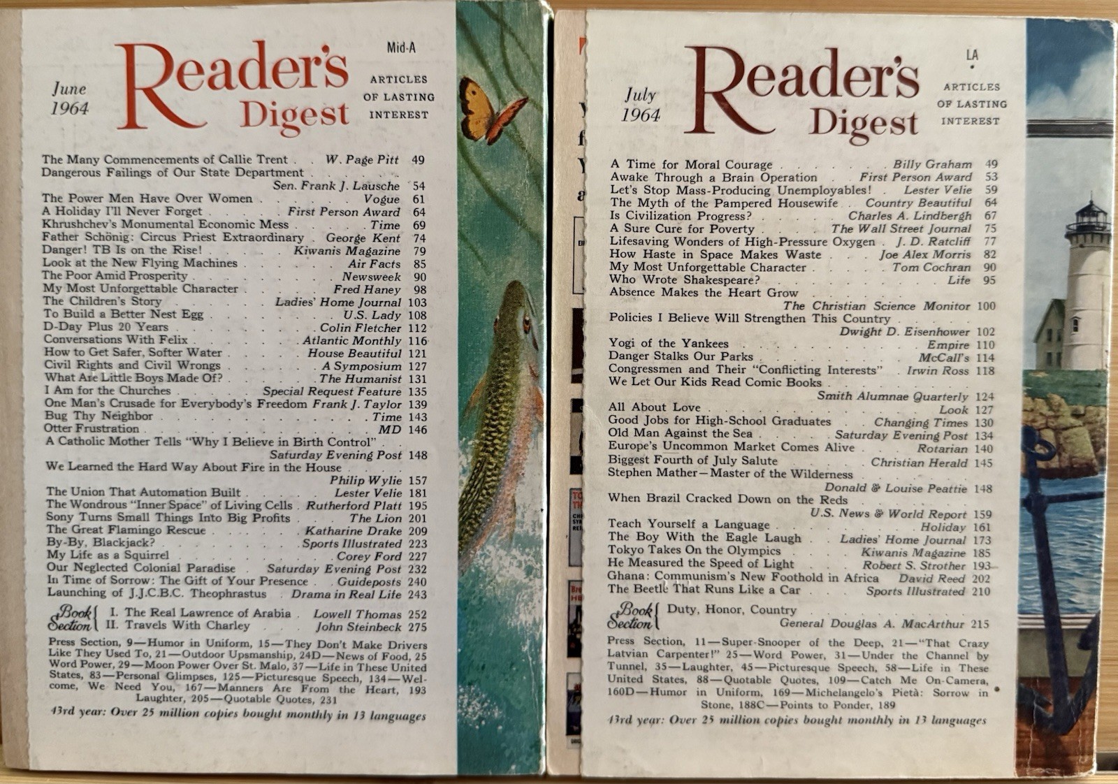 1964 June July (2) READER&rsquo;S DIGEST MAGAZINE Vintage Ageless Fun Short Stories