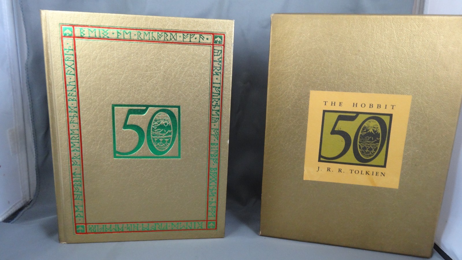 The Hobbit by JRR Tolkien 50th Anniversary Gold Hardback Edition Slip Case READ