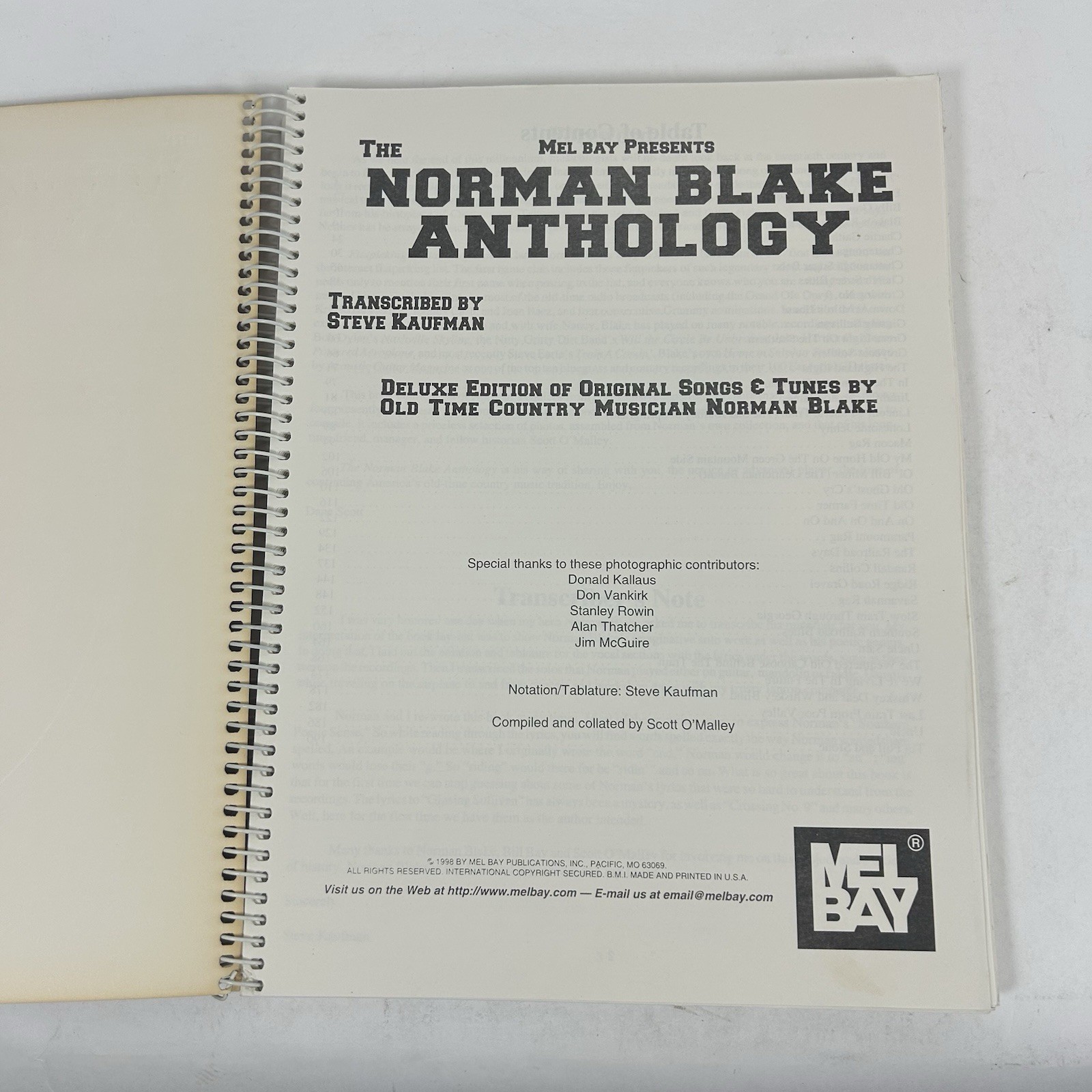 The Norman Blake Anthology Mel Ray Spiral Bound Edition