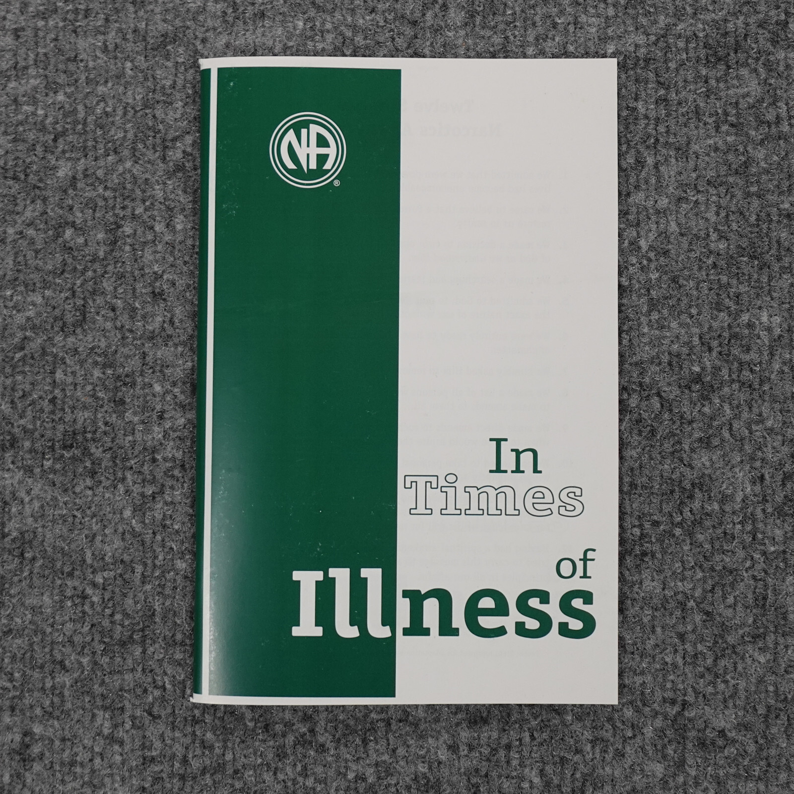 In Times Of Illness Informational Pamphlet 2010 Narcotics Anonymous NA Recovery