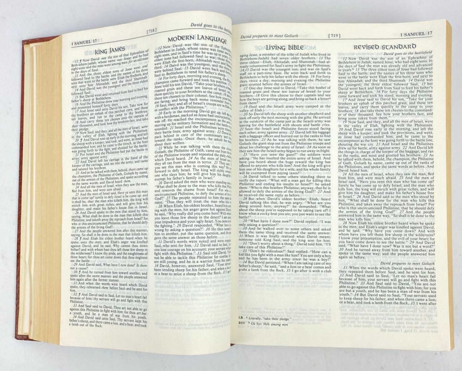 Layman&rsquo;s Parallel Bible KJV MLB Living Bible RSV Zondervan Hardcover 1973 VTG