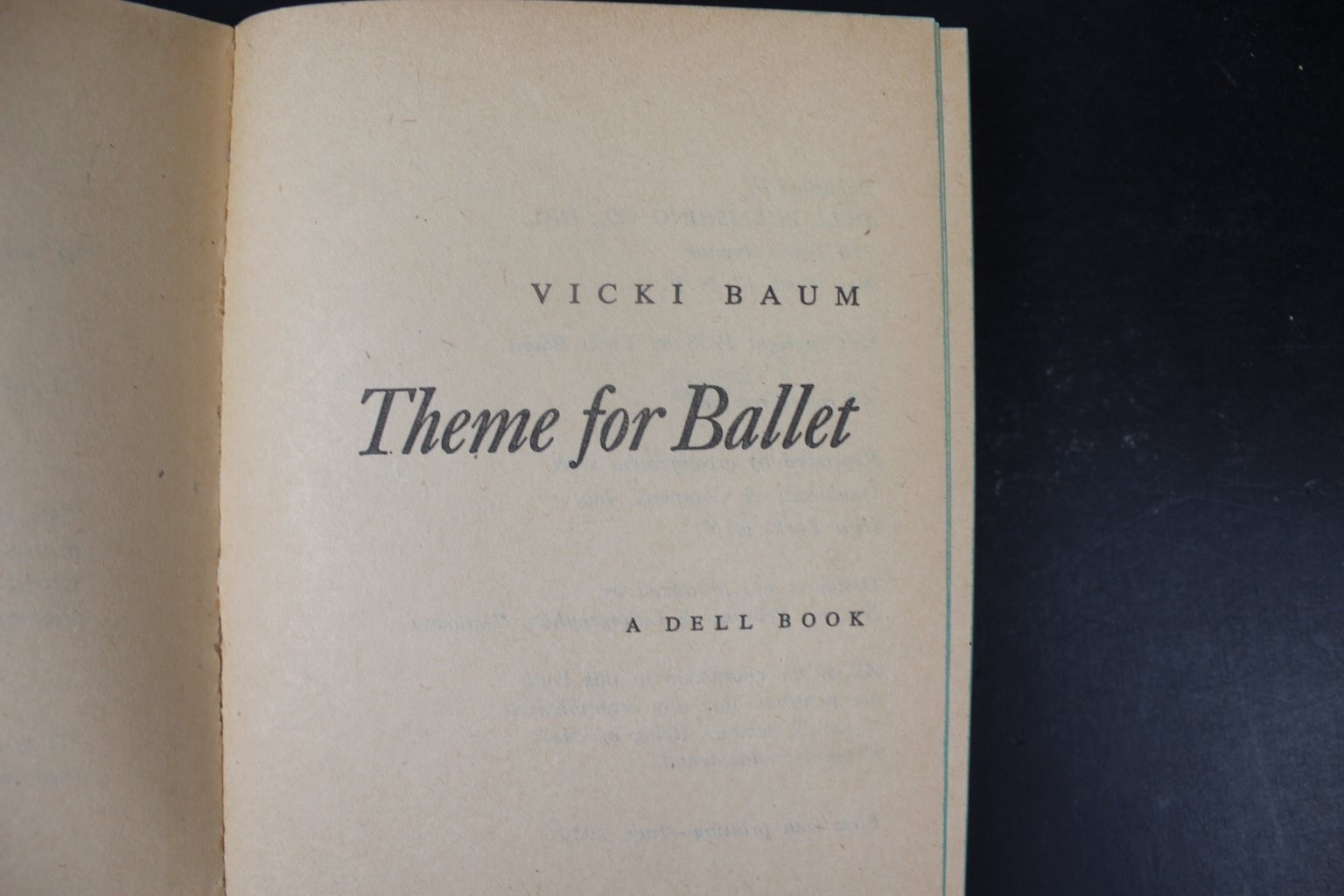 Theme for Ballet Vicki Baum 1959 Dell Book Ballet Drama Romance Paperback PB
